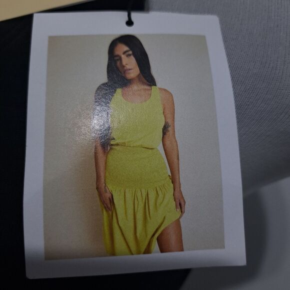 Nation LTD Sahar Combo Dress Smocked Neutral Minimalist Romantic Goth XS Black - Picture 13 of 15